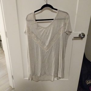 Torrid ivory long tunic type shirt with lace